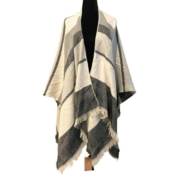 NWT K.I.T by EG Stripes Poncho Shawl Wrap One Size - Picture 1 of 2